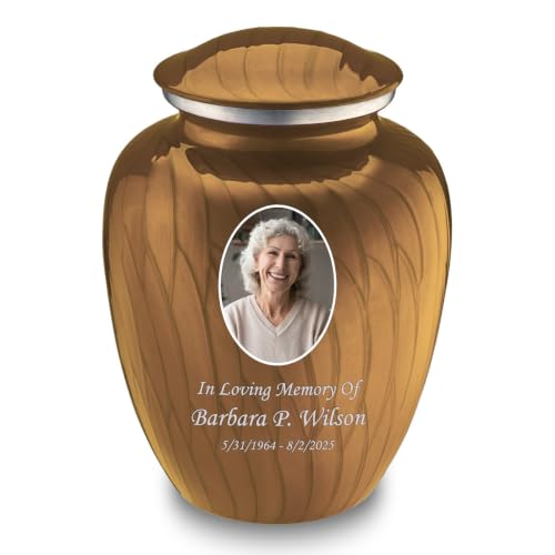 Image of Geturns - Adult Cremation Urns for Human Ashes I Large Photo Funeral Urn for Men and Women I 200 lbs (Pearl Gold)