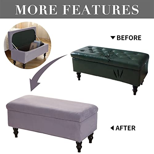 Velvet Ottoman Cover Rectangle, Stretch Storage Ottoman Bench Slipcovers Removable Storage Bench Cover Footrest Stool Slipcover For Living Room Bedroom Furniture Protector ( Color : Brown , Size : 47. #TOP2