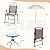 Vongrasig 6 Pieces Folding Patio Dining Set, All Weather Small Metal Outdoor Table and Chairs Set, Patio Furniture Set w/Umbrella, Glass Table & 4 Folding Chairs for Garden, Lawn, Backyard, Brown
