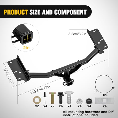 Image of Nilight Class 3 Trailer Hitch 2-Inch Heavy Duty Tow Hitch Receiver Fits 2020-2024 Ford Explorer 2020-2024 Lincoln Aviator All Compatible with Ball Mount Cargo Carrier Bike Rack Tow Hook