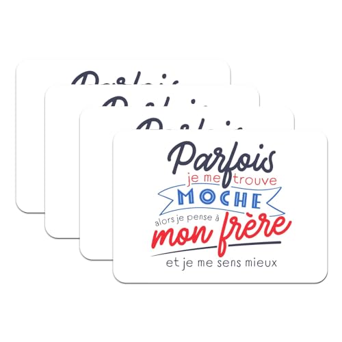 Set de table cadeau frere rigolo avec dessous caoutchouc blanc - 2