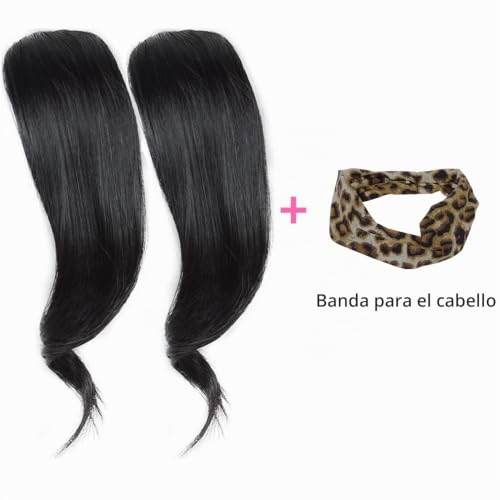 Flequillo de pelo humano real negro natural con caída lateral ondulada de alta gama 4