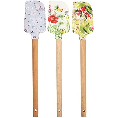 ULTECHNOVO Silicone Spatula Set with Wooden Handle Cover