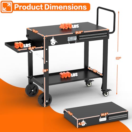 Image of Portable Grill Table for Blackstone Griddle, Outdoor Grill Cart with Wheels, Griddle Stand Fit 17 Inch 22 Inch Ninja Griddle, Folding Table with Caddy for Outside Patio, Kitchen Cooking Prep Table