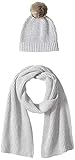 Amazon Essentials Women's Pom Knit Hat and Scarf Set, Light Grey Heather, One Size