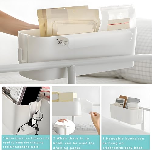 Kiswleon Bett Organizer Zum Einhängen,Wickeltisch Organizer Zum Anhängen Mit 2 Abnehmbarer Haken,Bettablage Zum Einhängen,Wickeltisch Zubehör für Nachttisch,Kinderbett