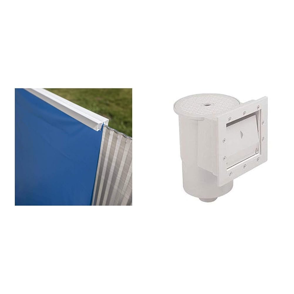 Gre FPROV610 - Liner pour piscines ovales, 610 x 375 x 120 cm (Longueur x Largeur x Hauteur), Couleur Bleue & AR100 - Skimmer pour Piscine Standard + buse de refoulement de Couleur Blanche