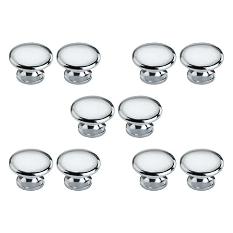 Allen & Alvan® - Cabinet Knob - Cabinet Hardware Knob - Premium Quality Kitchen Cabinet Knob - Solid Brass Metal - Polished Chrome Finish - 1.32 Inch Diameter - [10 Packs] Cover