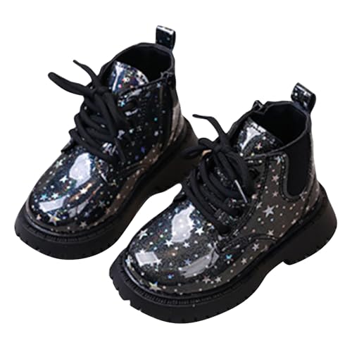 IWIHMIV Girls Winter Boots Kids Short Boots with Zipper Non Slip Casual Warm Lace Up Dress Ankle Booties2