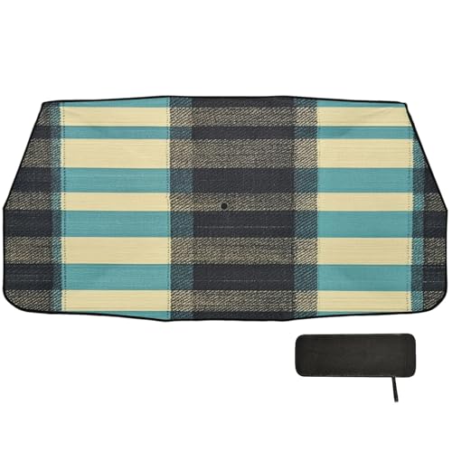 Pare-soleil de voiture pliable réfléchissant thermique motif buffalo plaid turquoise