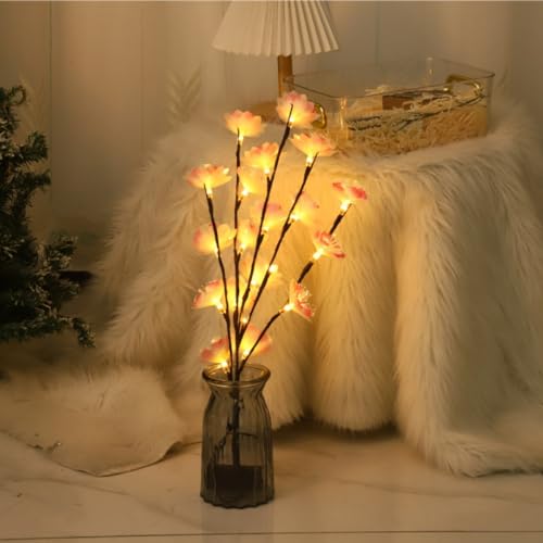 Image of Ulalaza 27.5'' 2 Branches 40 LED Bulbs Twig Lamp Battery Operated LED Lighted Willow Branches Vase Fillers Use for Christmas Home Party Decoration Indoor Outdoor