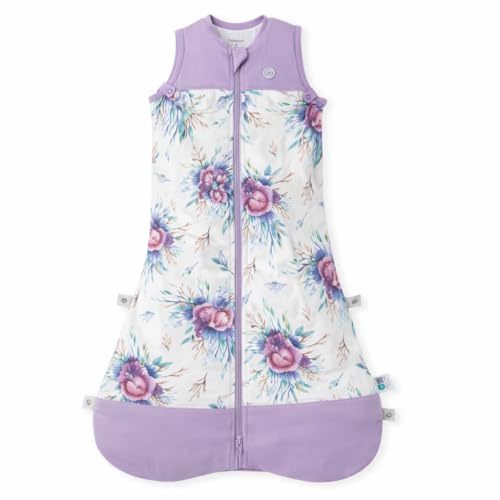 Image of Momcozy Sleep Sack for Baby 0-6 Months, 1.5 TOG Wearable Blanket with Supportive Plush Filling, Two-Way Zipper for Easy Diaper Changes, Snap-Fit Design for Growing Babies, Small, Purple Flower