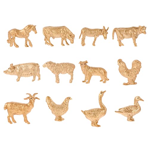 STOBOK 12 Stücke Bauernhof Tier Figur Miniatur Livestock Statue Metallic Tier Modell Sandkasten Dekore für Home…