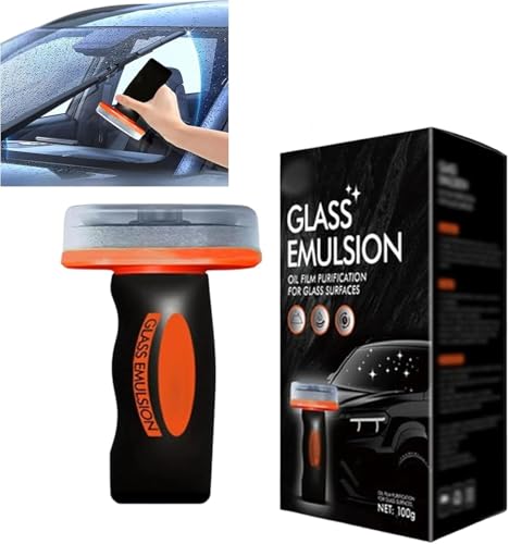 Hand-Held Glass Emulsion Cleaner, Oil Film Remover for Car Windshields and Windows, Automotive Glass Oil Film Cleaning Brush, for Windows, Mirrors Surfaces