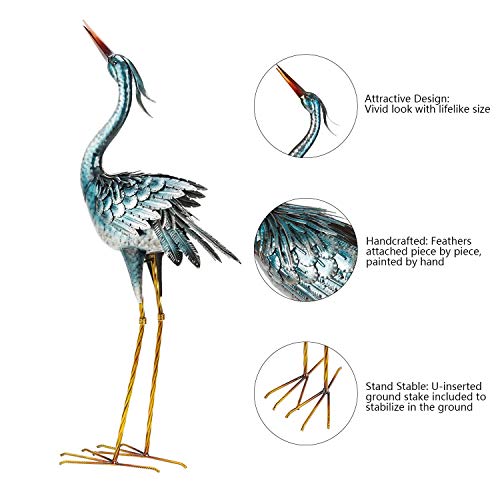 chisheen Crane Garden Statue Metal Heron Statue Outdoor Decorative Bird Decor for Lawn, Patio, Porch and Home, Set of 2 - Thumbnail 5