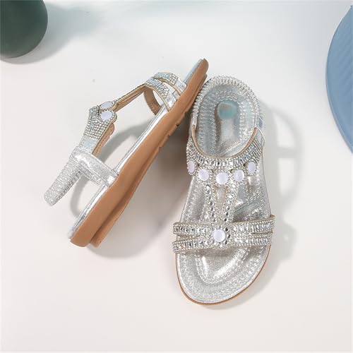 Toddler Girls Sandals Elastic Strap Soft Rubber Princess Flat Shoes Summer Cute Beads Summer Shoes2