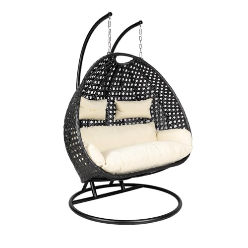 Home Deluxe Polyrattan Hängesessel Twin Deluxe - mit Regenabdeckung | Hängestuhl,Hängekorb,Hängeschaukel,Hollywoodschaukel