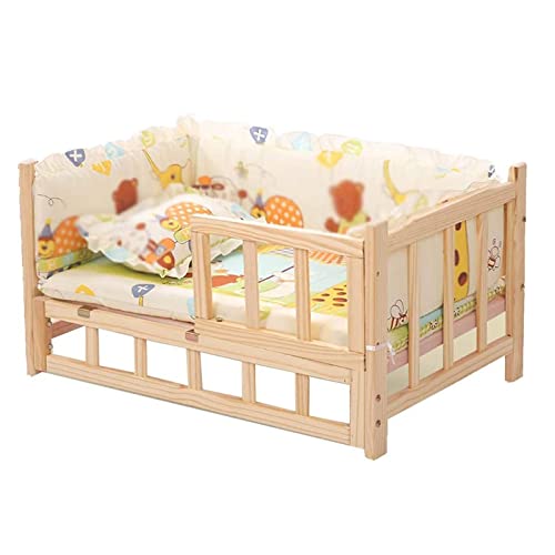 Generisch Lettino per cani in legno: letto refrigerato rialzato con griglie e cuscini per cani grandi, medi e piccoli – Struttura robusta in legno