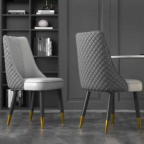Image of Dream Furnishing - Set of 4 Dinning Chairs Elegant & Luxury Looks Strong Metal Frame Legs for Home Cafe Office Hotel (Dark Grey Light Grey)