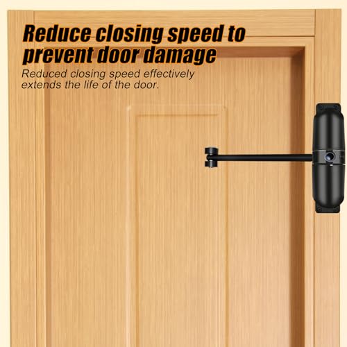 GMMG Hydraulischer Türschließer, Sicherheitsfedertürschließer, Verstellbares Türscharnier, Schwarz, Messing, für Haus, Büro, Hotelzimmer, Innen und Außen, Gartentore, Außentüren, aus Legiertem Stahl