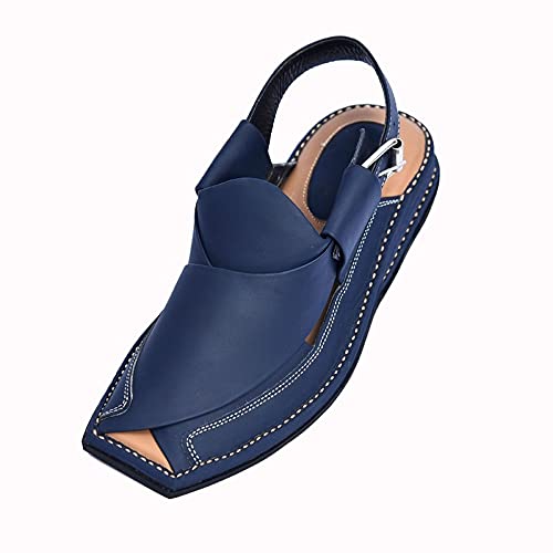 Men's Double Sole Summer Black Genuine Cowhide Leather Sandals Comfort Shoes3