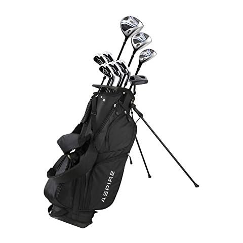 Aspire XD1 Men's Complete Golf Clubs Package Set Includes Titanium Driver, S.S. Fairway, S.S. Hybrid, S.S. 6-PW Irons, Putter, Bag, 3 H/C's Right Hand - BLUE - Choose Size! (Tall Size +1", Right Hand) Cover