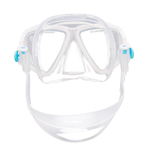 Kids Junior Boy Girl Diving Masks Silicone Anti Fog Anti Leak Dive Swimming Goggles Tempered Glass Lens Watertight Wide Clear View Glasses Scuba Diving Snorkel Mask For Child Age 5-15Y (Blue) #TOP3
