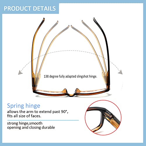 Kerecsen 6 Pack Reading Glasses for Women Men Blue Light Blocking With Spring Hinge computer readers for Ladies Eyeglasses (6 Pack Mix Color - Image 2