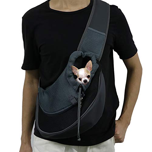 IFELISS Breathable Mesh Travel Safe Puppy Carrier for Small Dogs, Hands Free Puppy Sling, Adjustable Dog Sling Carrier for Small Dogs, Dog Purse, Dog Sling for Small Dogs Cats Below 5lb