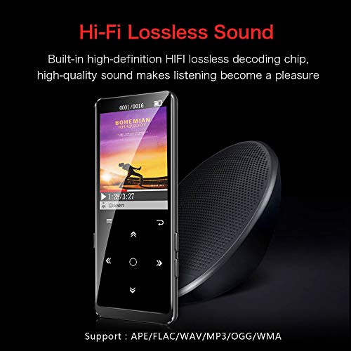 16GB MP3 Player, Supereye MP3 Player with Bluetooth 4.1, Portable HiFi Lossless Sound MP3 Music Player with FM Radio, Recording, E-Book, Backlit Keys, Support up 64G, (Music Headphones Included)