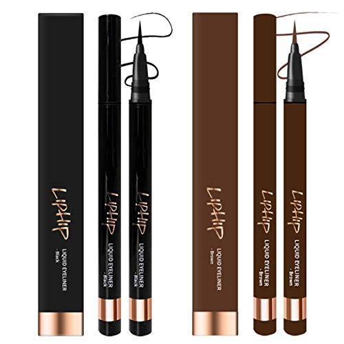 LIPHIP Liquid EyeLiner, Smudge proof Eyeliner, Sharp fine liquid Eyeliner pen, NATURAL BROWN