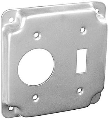4 Inch Finished Square Cover, Raised 1/2 Inch - Toggle & Single Receptacle