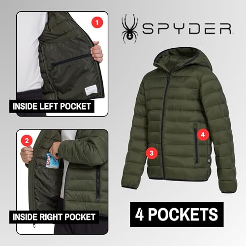 Image of Spyder Boys Puffer Jacket - Lightweight Packable Wind Water Resistant Quilted Boys Winter Coat - Cozy Insulated Winter Jacket