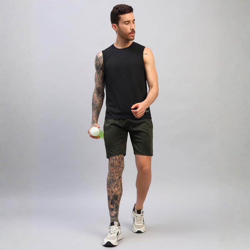 Image of ATICX Men's Slim Fit Sleeveless Sports T-Shirt - Gym Vest, Quick Dry Breathable Training Tank Top for Workout, Running, Cycling, Badminton, Basketball & Swimming Training Wear
