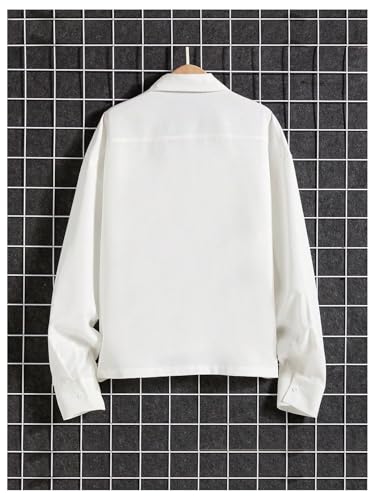 SHENHE Men's Casual Button Down Shirt Long Sleeve Loose Fit Solid Going Out Shirt with Pockets2