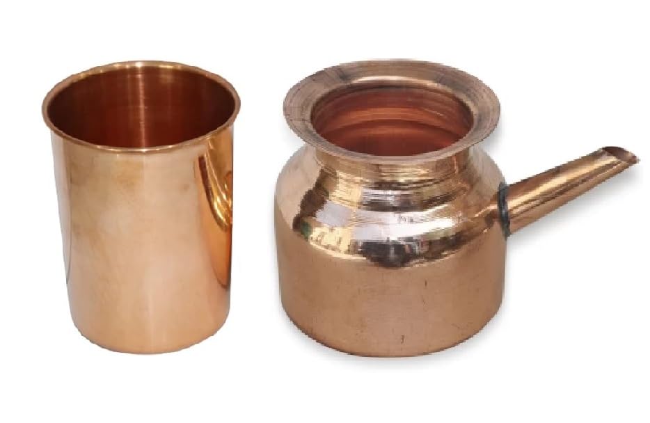 Pichet à eau en cuivre pur BRACOP® et gobelet artisanal pour service de table élégant