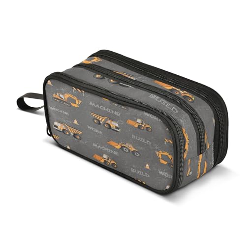 Image of Tractor Car Pencil Case Machine Truck 3 Compartment Pen Bag Pouch Holder Box for Office College School Portable Storage Bag for Kids