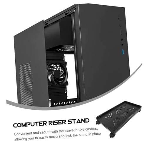Soporte móvil para CPU con ruedas bloqueables y diseño resistente de plástico y hierro, color negro miniatura 5