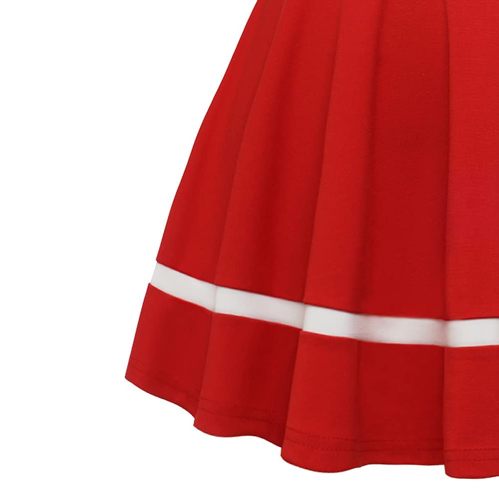 FRAULEIN Girl's/Women's Classic Stretchy All Time Trendy Striped Solid Skater Skirts with Attached Inner Shorts (L, Red Single Stripe) - Image 4 thumbnail