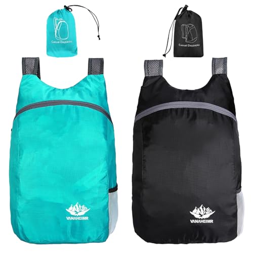 TYXHXTF 2Pcs Mochila Plegable Ultraligera, 16L Mochila de Viaje para Hombre Mujer, Mochilas de Senderismo para Camping Excursiones Acampadas Montaña al aire libre