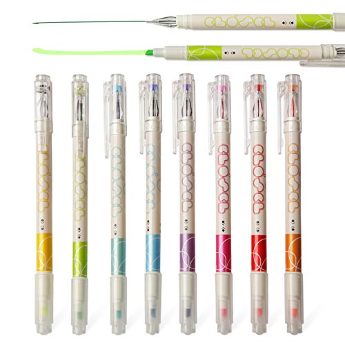 CHoSCH CS-8650 Super Dual-Tips Diamond Color Gel Pen And Bright Highlighter, Markers, 8-Count, 8-Color, (8)