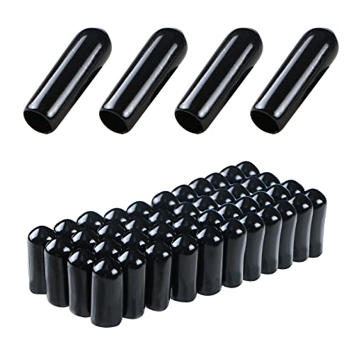 Image of Rubber Round End Cap Cover 3 /25 Inch (3mm) Screw Thread Protectors PVC Flexible Tubing Pipe Protective Bolt Screw Thread Protector Safety Cover | for Pipe Post Tubing Rod Cover 100 Pcs (Black)