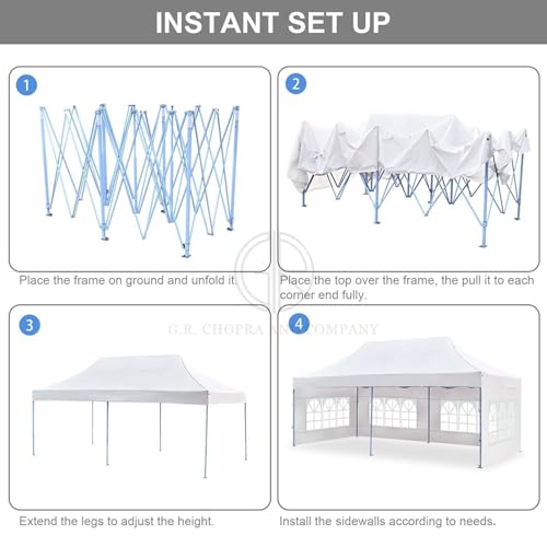 Image of 10x20ft / 3x6m Pop up Outdoor Canopy Tent | Portable Shade Instant Folding Gazebo Tent | Heavy Duty Gazebo Canopy Shelter 2 Mins Installation | White, 40Kgs (White with 3 Window Side Walls)