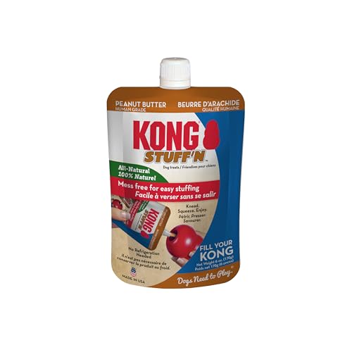 KONG Stuff'N All-Natural Erdnussbutter - Mess-Free Düse zum einfachen Füllen von KONG Hundespielzeug - 170g