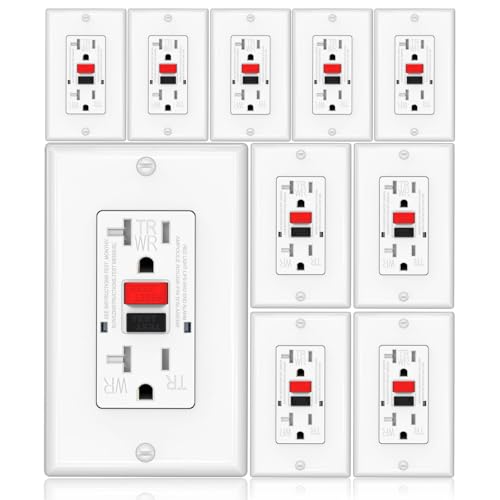 GFCI Outlet, Weather & Tamper Resistant Outlets, UL Listed Self Test GFI Receptacle, Outdoor or Indoor, 20 Amp (10 Pack)