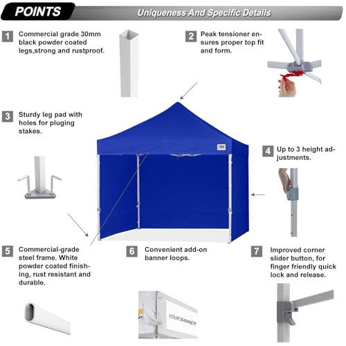 Image of ABCCANOPY Commercial Pop Up Canopy Tent with Sidewalls 10X10,Royal Blue