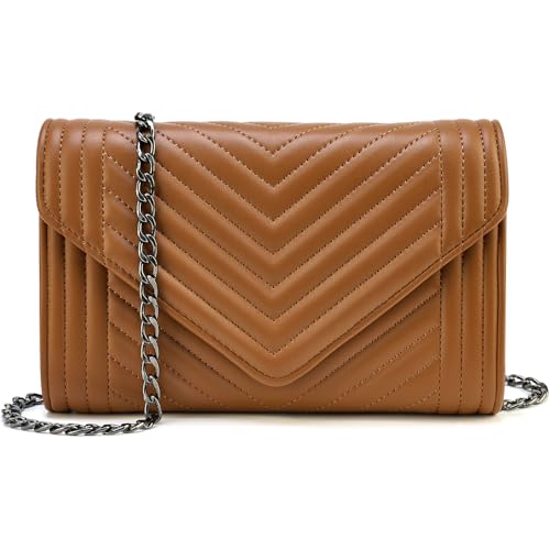 Small Brown Leather Crossbody Bag for Women Clutch Purse Womens