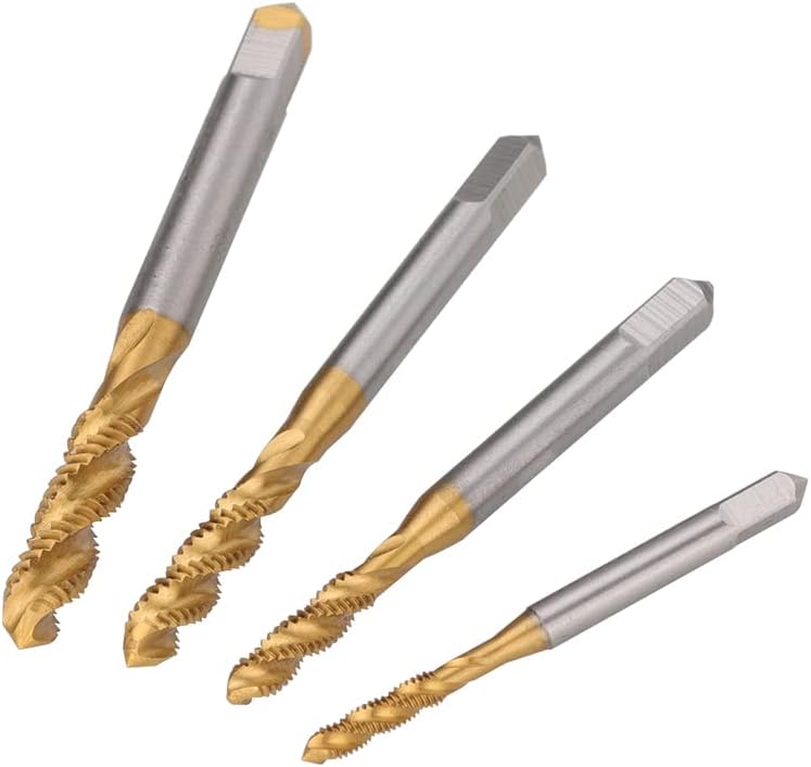 4pcs Spiral Pointed Taps Set M3 M4 M5 M6 HSS Tapping Thread Forming Tap Drill TiN Coated Metric Screw Tap Kit