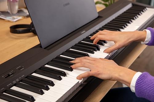 Image of Yamaha 88-Key Digital Piano with Weighted Keys, Compact Design, Bluetooth, Keyboard, Music Rest, Sustain Foot Switch, and Built-in Speakers for Home Practice or Travel P145BT