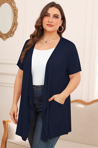 Image of TIANZHU Plus Size Cardigan for Women Lightweight Short Sleeve Summer Dressy Light Cardigan